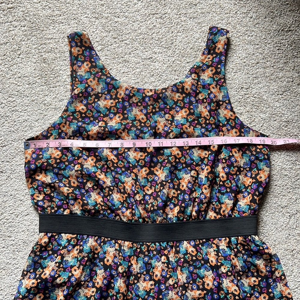 Xhilaration Sleeveless Floral Dress XL Black Orange Blue Purple Flowers Keyhole - Picture 9 of 15